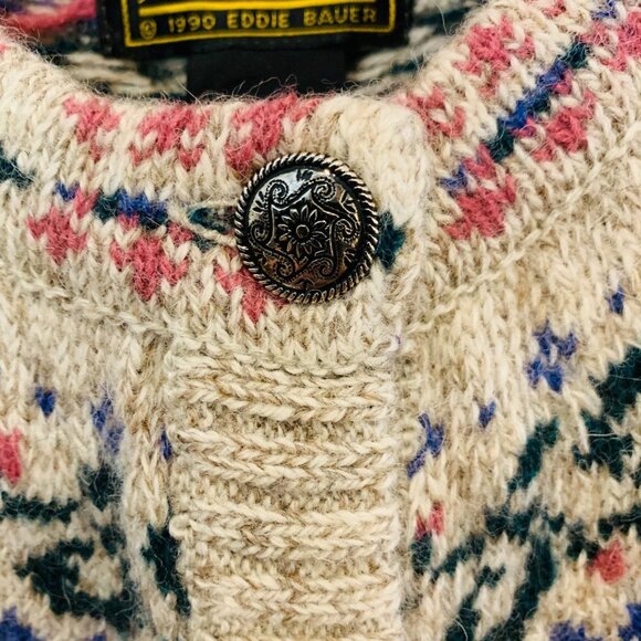 Vintage Eddie Bauer Norwegian Cardigan Sweater Norway Size Medium - Picture 9 of 10
